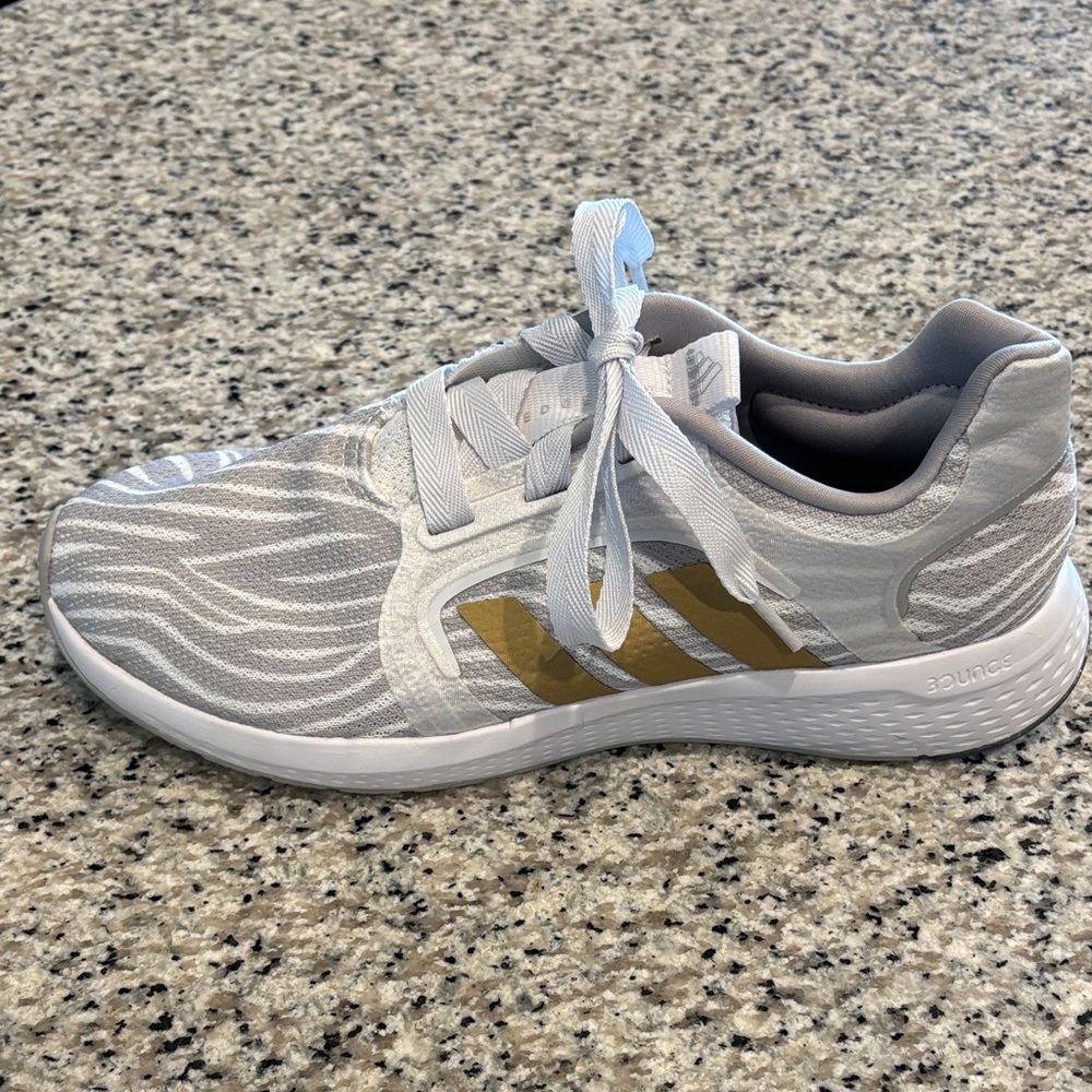 Adidas White/Grey and Gold Sneakers